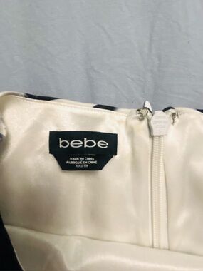 bebe White and Black Satin Dress